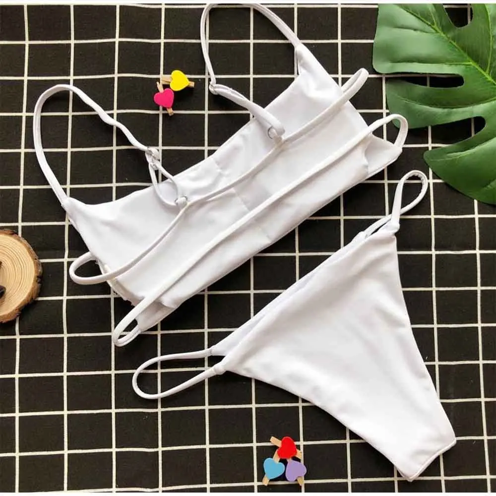 FS сексуальный белый коричневый купальник женский бикини комплект без бретелек