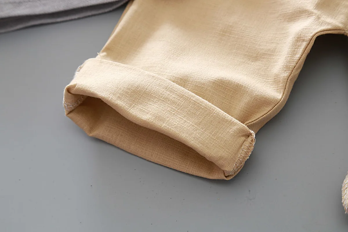 Хлопковый комплект одежды для маленьких мальчиков летняя футболка с отложным