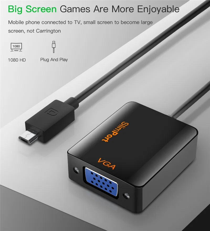 Микро USB к VGA адаптер папа к женскому 1080 конвертер Кабель Microusb для samsung LG Xiaomi Huawe для телефона Android VGA адаптер