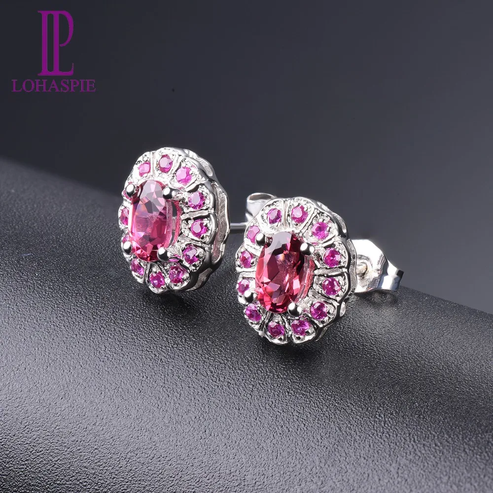 Классические серьги из 18 каратного белого золота с натуральным розовым