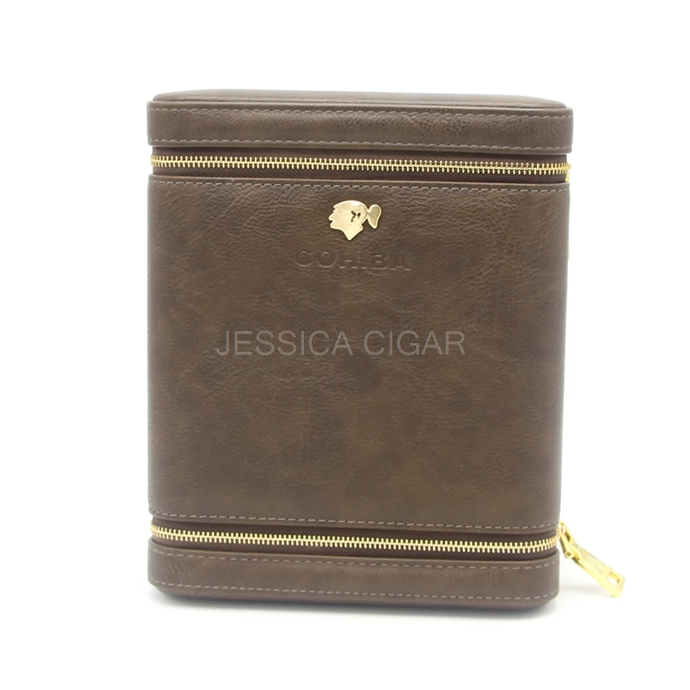 COHIBA кедр деревянная сигара Humidor 6 Трубок кожа Humidors Портативный сигары Чехол