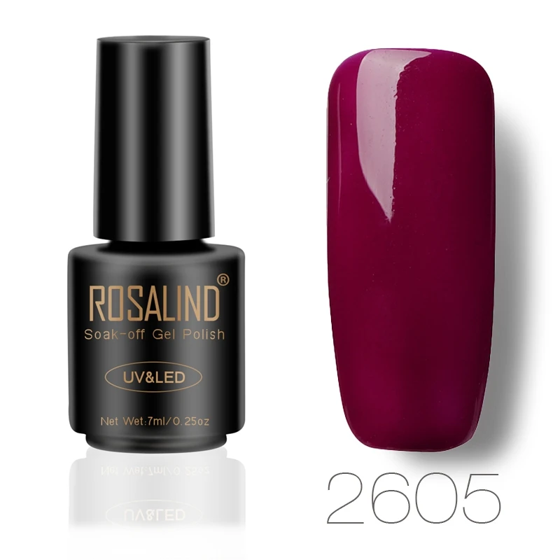 RA2605 ROSALIND гель 1S P+ черный флакон 7 мл красный чистый Цвет Гель-лак для ногтей замачиваемый Полупостоянный высушенный УФ светодиодный лак для ногтей - Цвет: RA2605