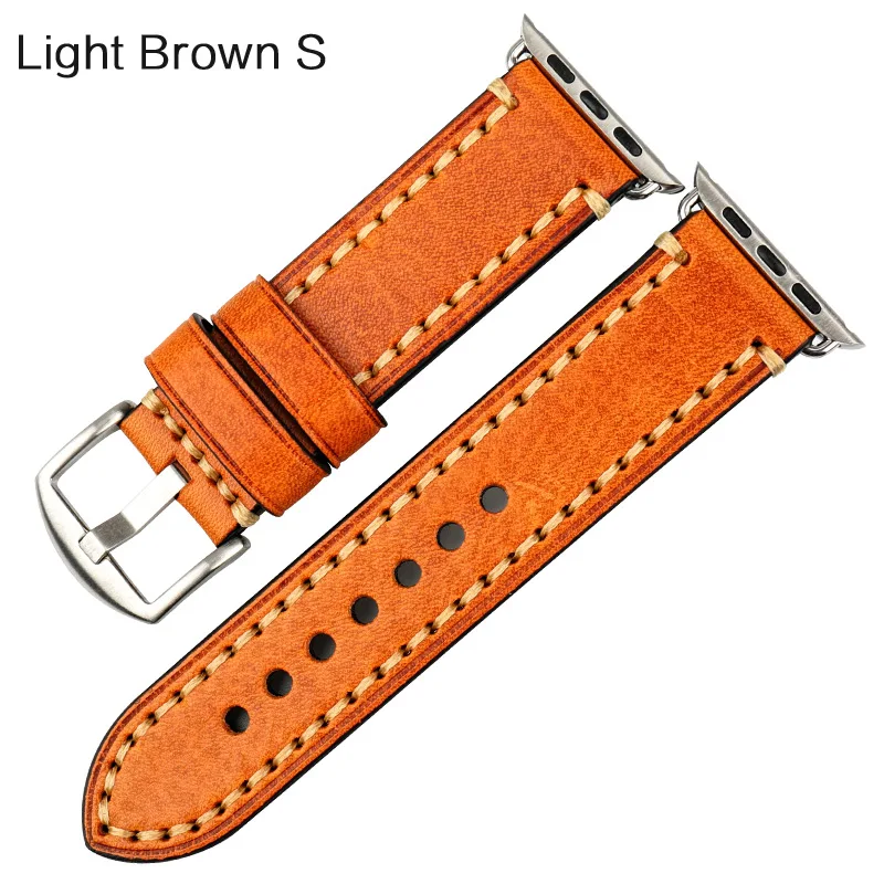 MAIKES кожаные ремешки для часов Apple Watch Band Series 44 мм 40 мм аксессуары для часов Ремешок для часов аpple 42 мм 38 мм iWatch 4 3 2 1 - Цвет ремешка: Light Brown S