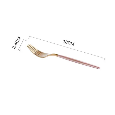 Gold-Dessert Fork Набор столовых приборов из нержавеющей стали, столовые вилки, нож, десертные ложки, ложка для размешивания кофе, фруктовые ForksTableware, поставщик домашнего ресторана - Цвет: Gold-Dessert Fork