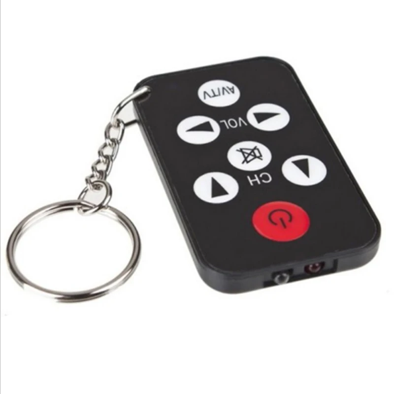 

Mini Pocket Size Keychain with battery Universal Infrared IR TV Set Remote Control Key Ring 7 Keys For Philips Black Easy Carry