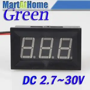 

Бесплатная доставка цифровой вольтметр Вольт Панель Измеритель постоянного тока 2,7 ~ 30 в 2 провода защита разворота зеленый # BV179 @ CF