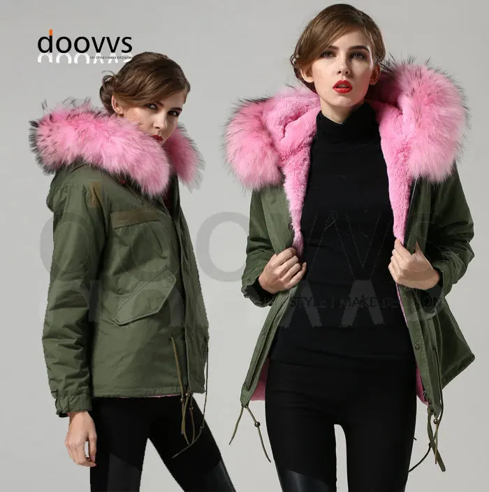Теплая розовая куртка с воротником из натурального меха пальто искусственным