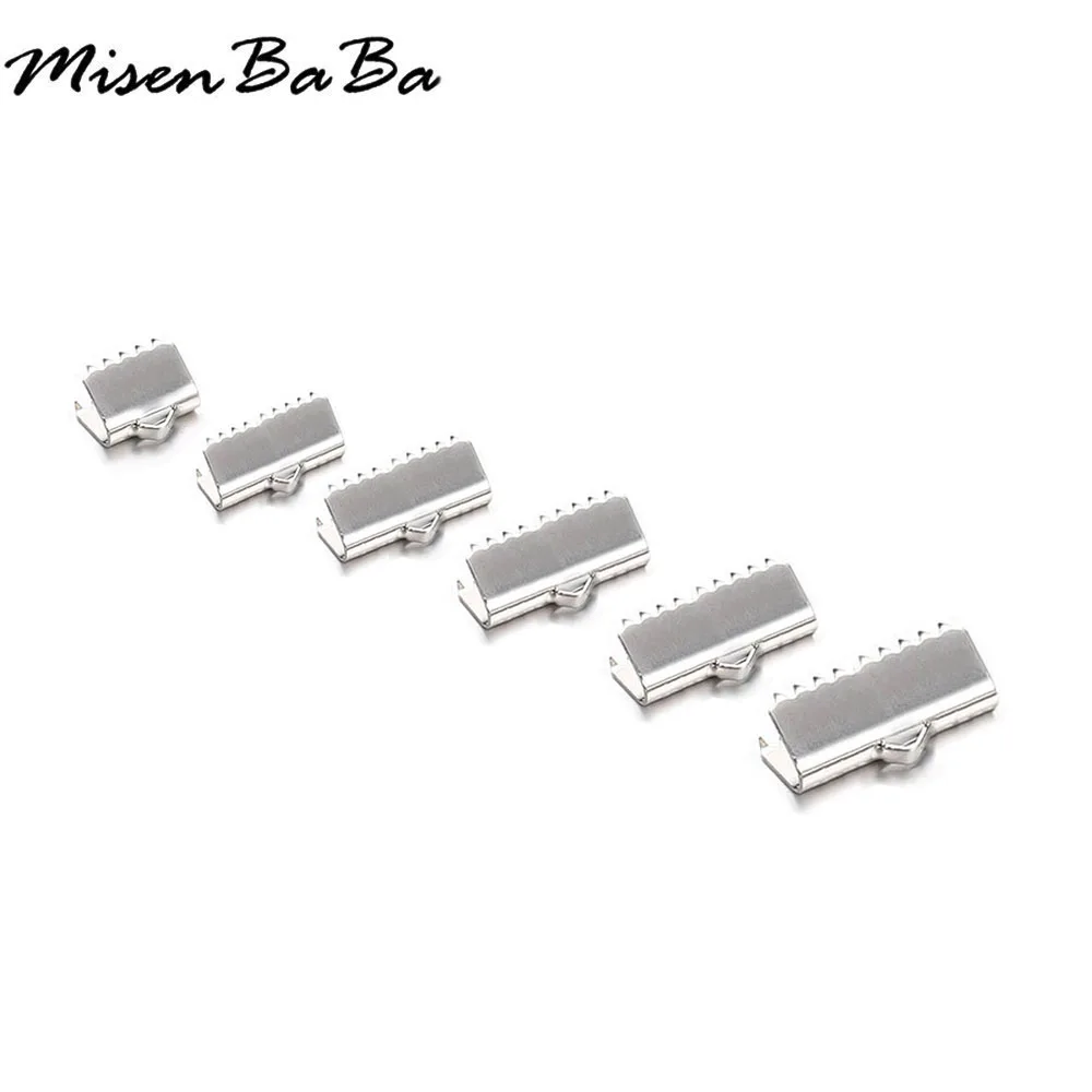 

Stainless Steel Crimp Beads Fastener Flat Leather Cords End Clasps For Jewelry DIY Making Connectors Accessories Findings