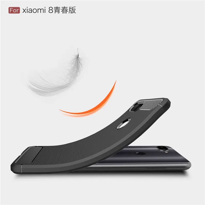 Для Xiao mi 8 Lite/8SE чехол Роскошный из углеродного волокна силиконовый матовый