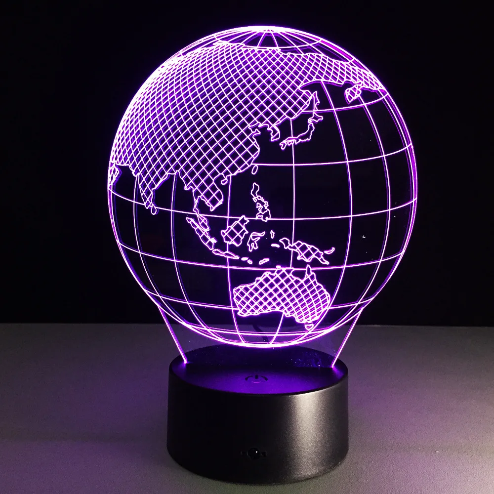 Oceania Map Earth Globe 3D Illusion Lamp LED 7 Color Changing Touch USB Night Light Home Decor Bedroom Mood Table Kids Gift | Лампы и