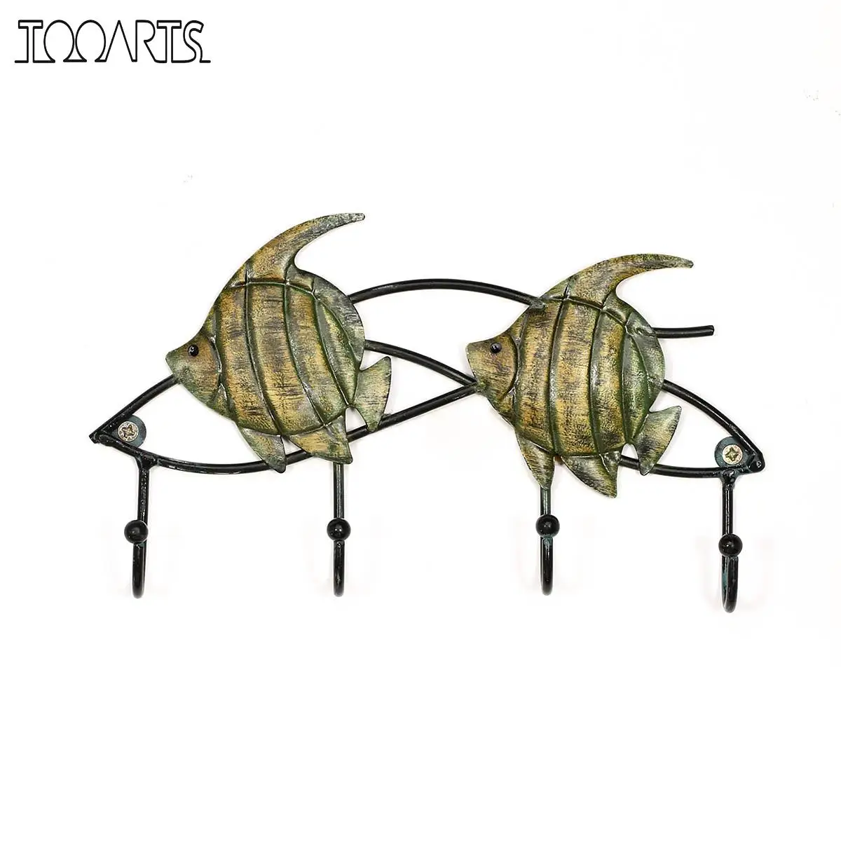 

Tooarts Fish Wall Hook Metal Animal Figurines Iron Key Wall Hanger Home Decoration for Bag Key Rack Wall Mounted Hooks Organizer