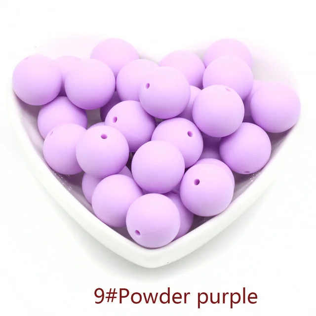 15mm 30pcs Набор из 30 шт. 15 мм круглых силиконовых бусин пищевой BPA бесплатно отлично подходит для слингобусы Colar Mordedor Dentition Chew - Цвет: 15mm 30pcs