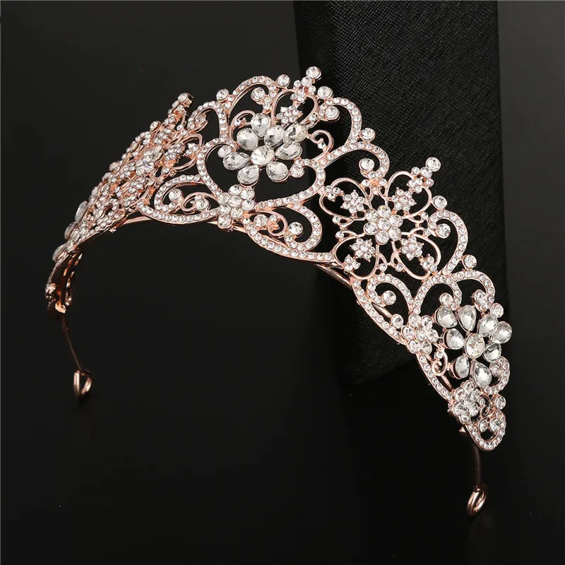 Благородная Золотая Серебряная Хрустальная свадебная тиара со стразами корона