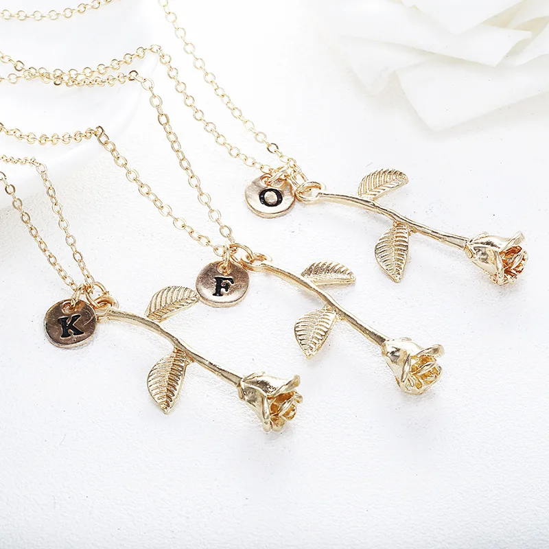 Vanmos новый золотой цвет роза письмо кулон ожерелье для женщин девушки любовника