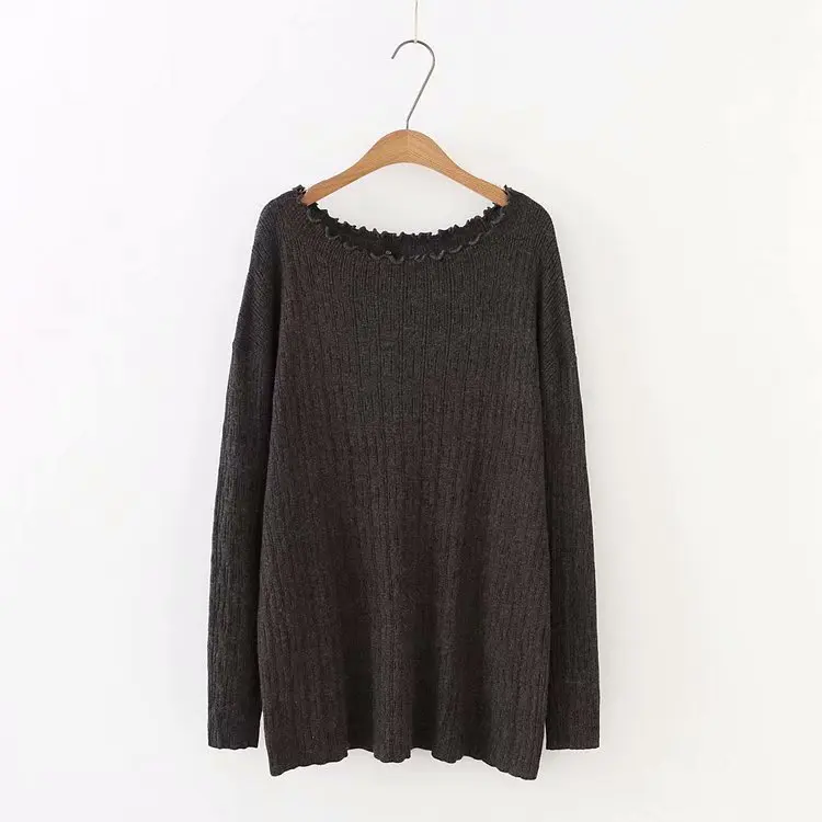 F7 Autumn Winter Casual Sweaters 5XL Plus Size Women Clothing Fashion Loose Ruffled collar knitting Pullover 204 | Женская одежда