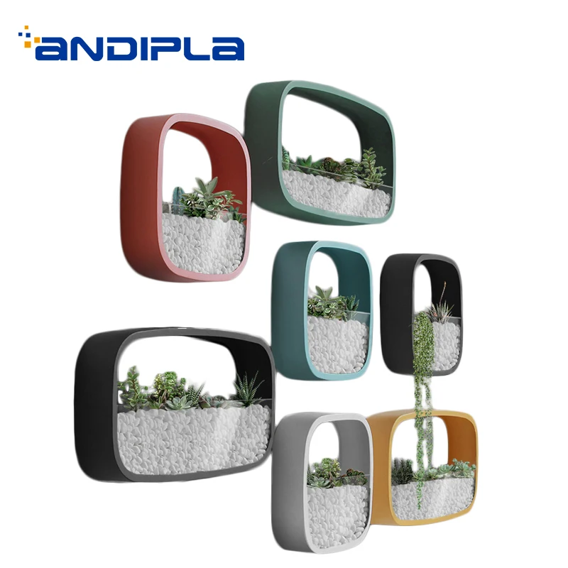 Настенная ваза в пасторальном стиле с железным рисунком сплошной цвет бонсай