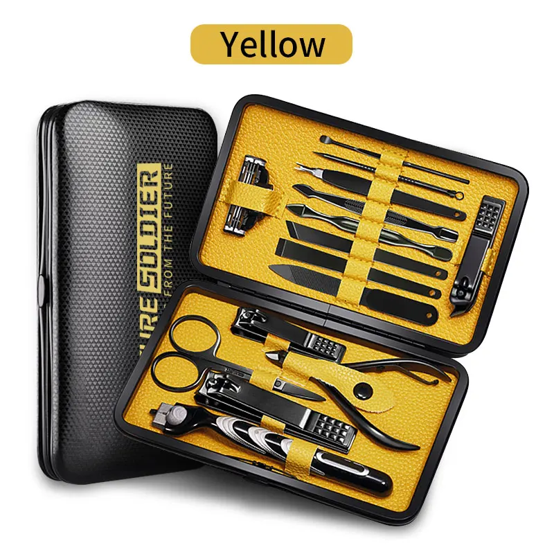 Yellow 14 шт./компл. Pro набор маникюрных инструментов бритвенные станки для ногтей машинка для стрижки волос для Для мужчин педикюр набор утилита ножницы Ножи ногтей модного нейл-арта NT149 - Цвет: Yellow