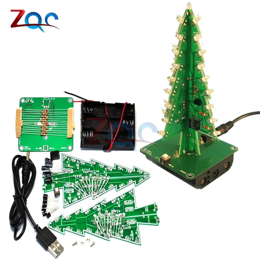 

3D Christmas Tree DIY Kits 7 Colors Light Flash LED Circuit Christmas Trees