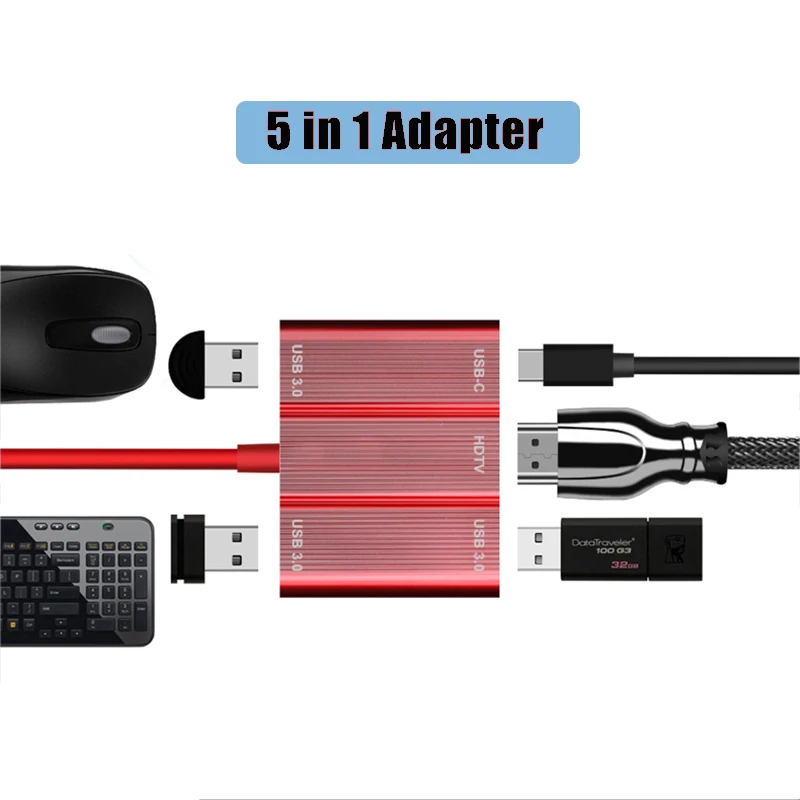 Новый 5 в 1 Тип C к HDMI USB 3 0 PD зарядки адаптер 4 60 Гц кабель для huawei коврики 20 20X P20 Pro Xiaomi