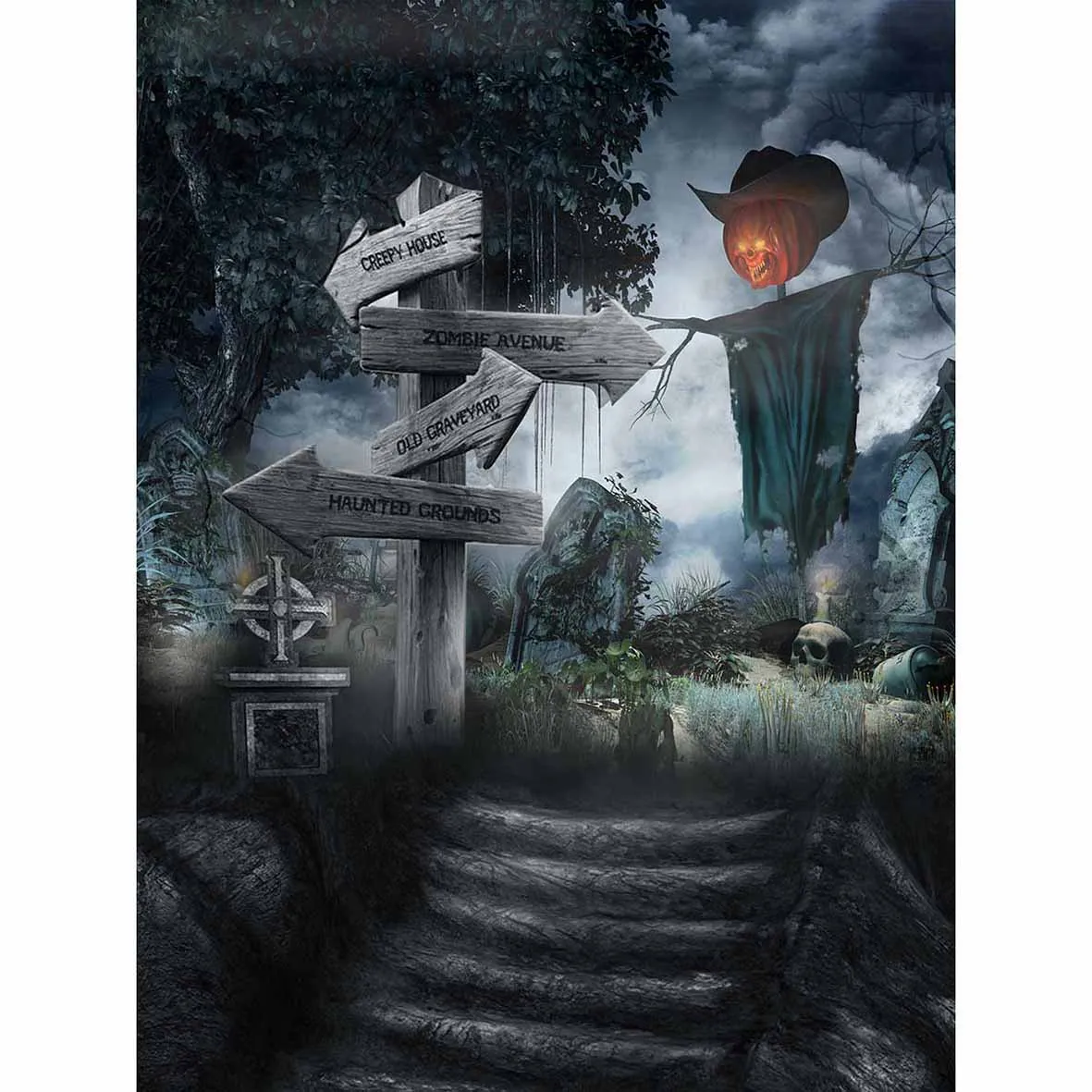 Allenjoy фоны для фотостудии дорожный знак Темный виноград лестница кладбище фон