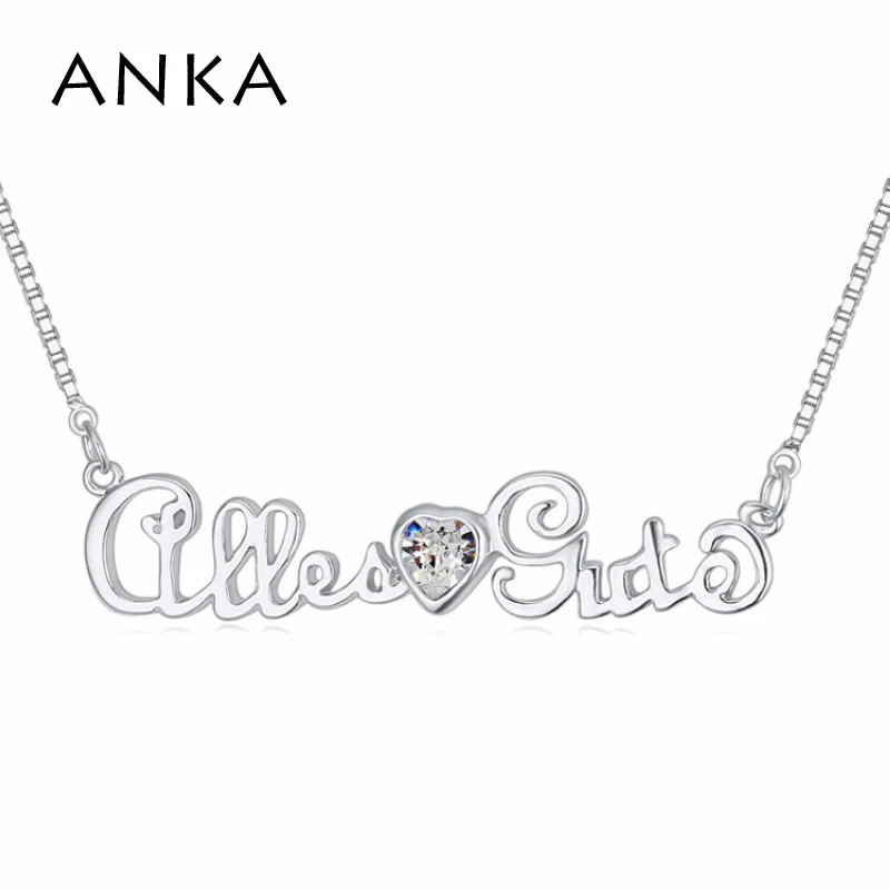 

ANKA romantic letter emotion chokers necklace rhodium plated women lover gift Crystals from Austria #115806