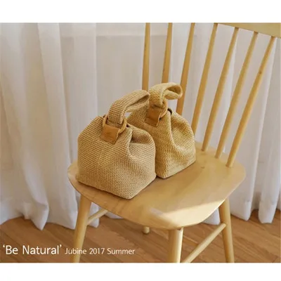 Соломенная Сумка для женщин пляжная сумочка из ротанга модный миниатюрный