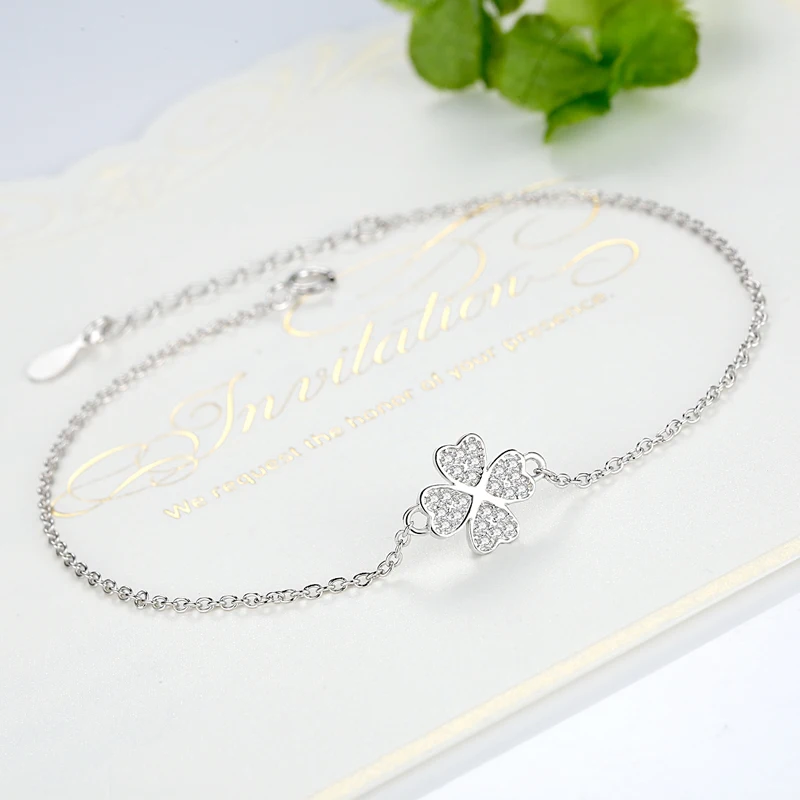 Женский браслет цепочка из серебра 100% пробы с фианитом|bracelets female|sterling silver chain