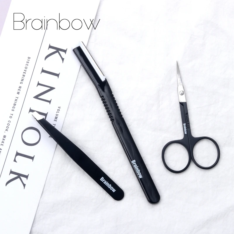 Бритва для бровей Brainbow триммер изогнутый яркий хорошо закрытый пинцет