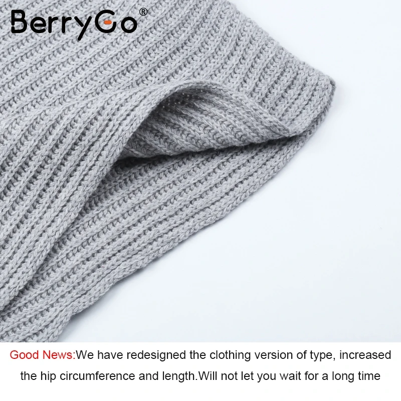 BerryGo трикотажное платье свитер с круглым вырезом для женщин Повседневный пуловер