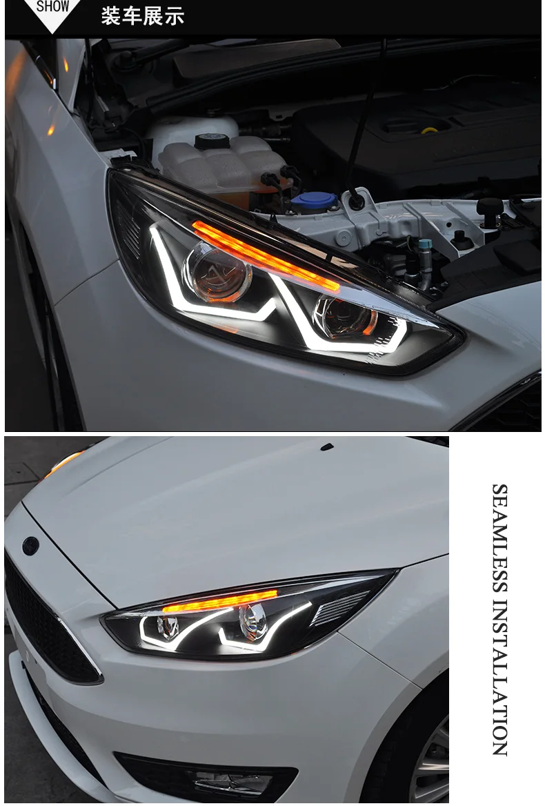 KOWELL стайлинга автомобилей для Ford Focus фары светодиодная фара для Focus Фокус R DRL Bi Xenon объектив высокого ближнего парковка Туман лампа