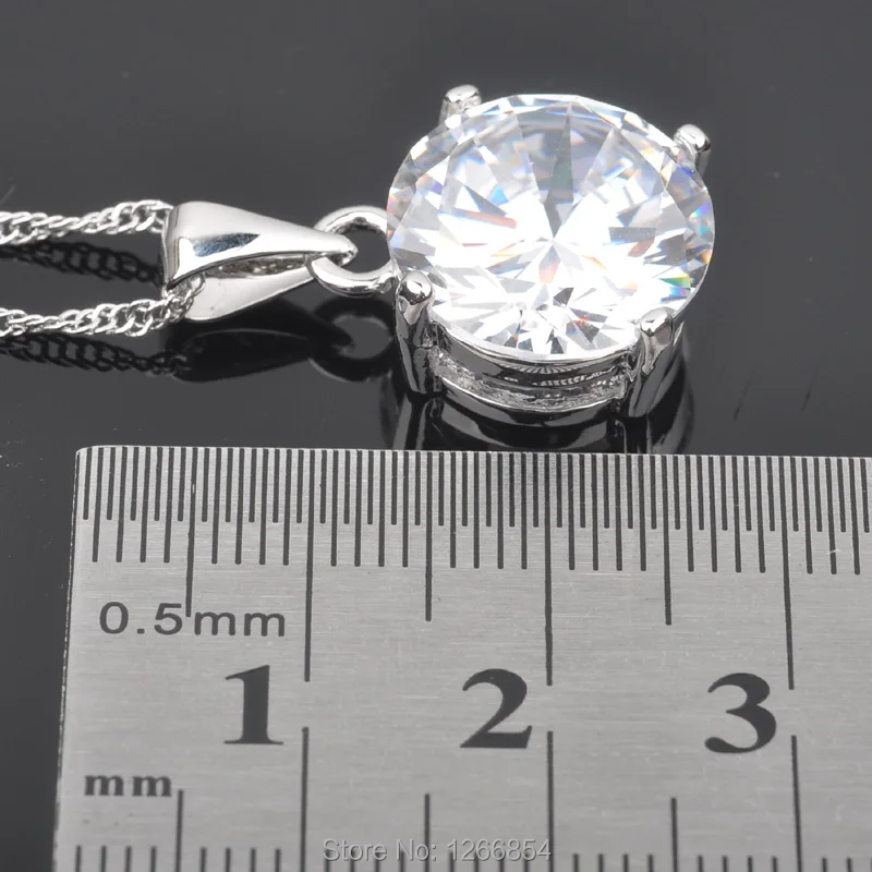 Женский комплект ювелирных изделий с круглым белым кубическим цирконием сережки