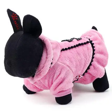 Розовое зимнее теплое платье с бантом для собаки и щенка юбка-пачка принцессы