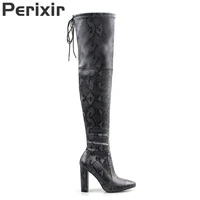perixir over the knee boots hgh high for women long boots bottine femme shoes snakeskin pointed toe super thin high heels