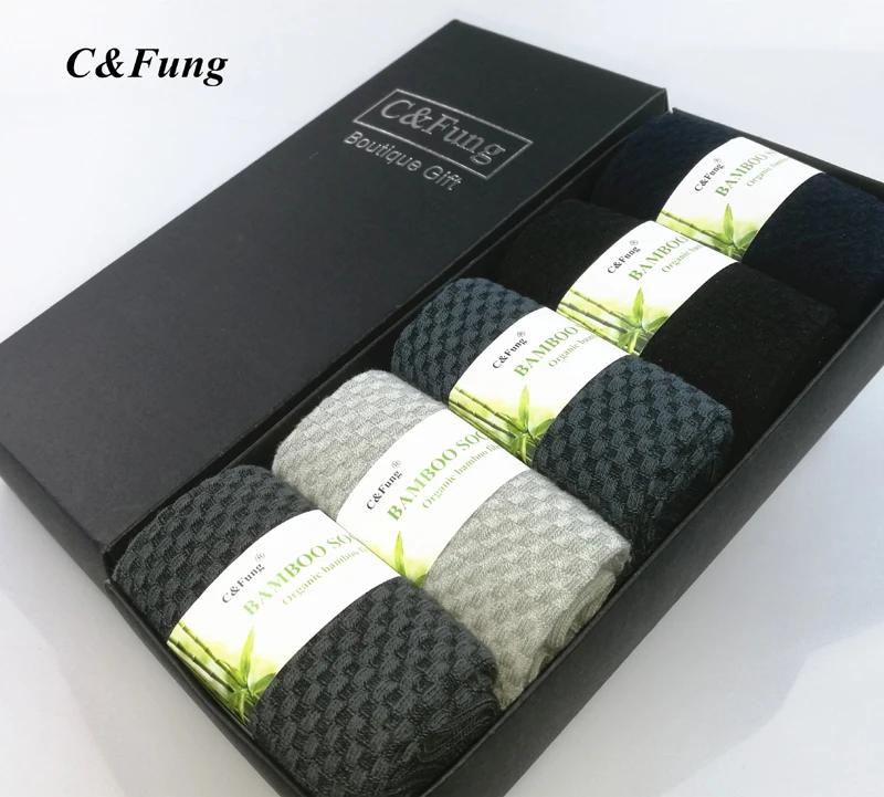 Новые Брендовые мужские бамбуковые носки C & Fung 2018 деловые качественные 5 пар с