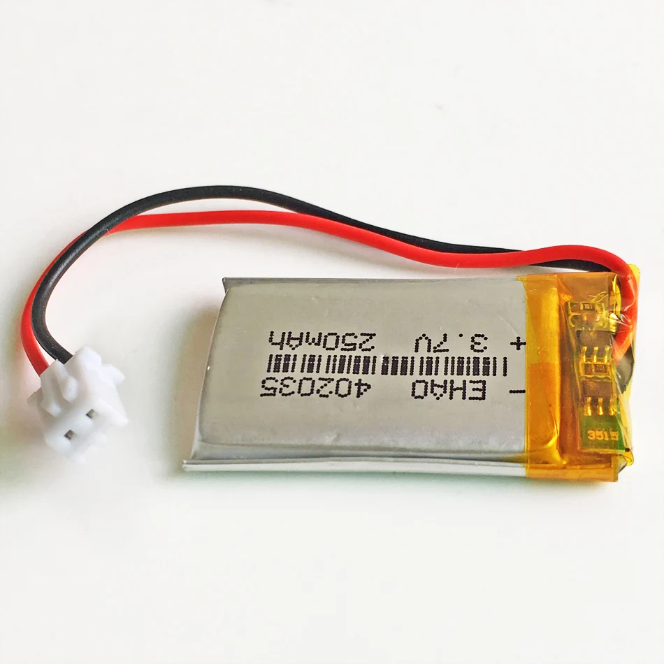 10 pcs 3.7V 250mAh battery JST 2.54mm 2 pin 402035 Lithium Polymer Li-Po Rechargeable Handheld GPS Battery Mp3 bluetooth | Электроника