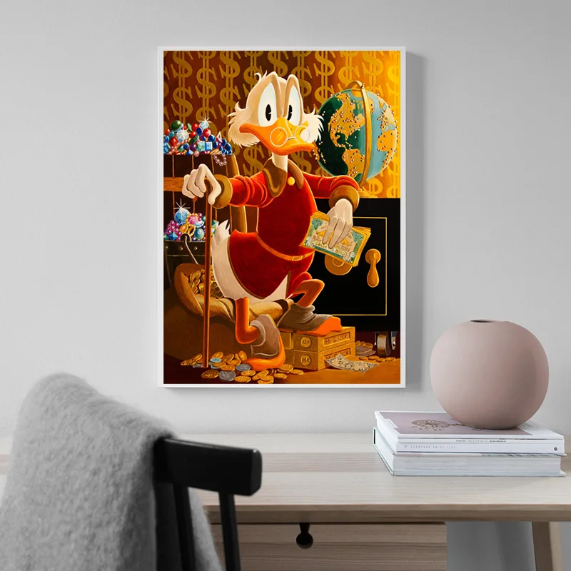 Duck Scrooge McDuck Классическая мультяшная пленка обои на стену, художественные плакаты, печать, картина на стену, картина для спальни, домашний декор