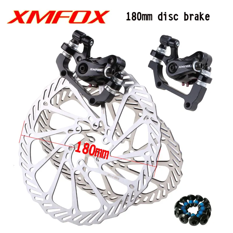 Pair 180mm and Disc XMFOX велосипедный Дисковый Тормоз MTB машинное оборудование дисковый тормоз передний и задний дисковый зажим AB Колонка универсальные тормоза - Цвет: Pair 180mm and Disc