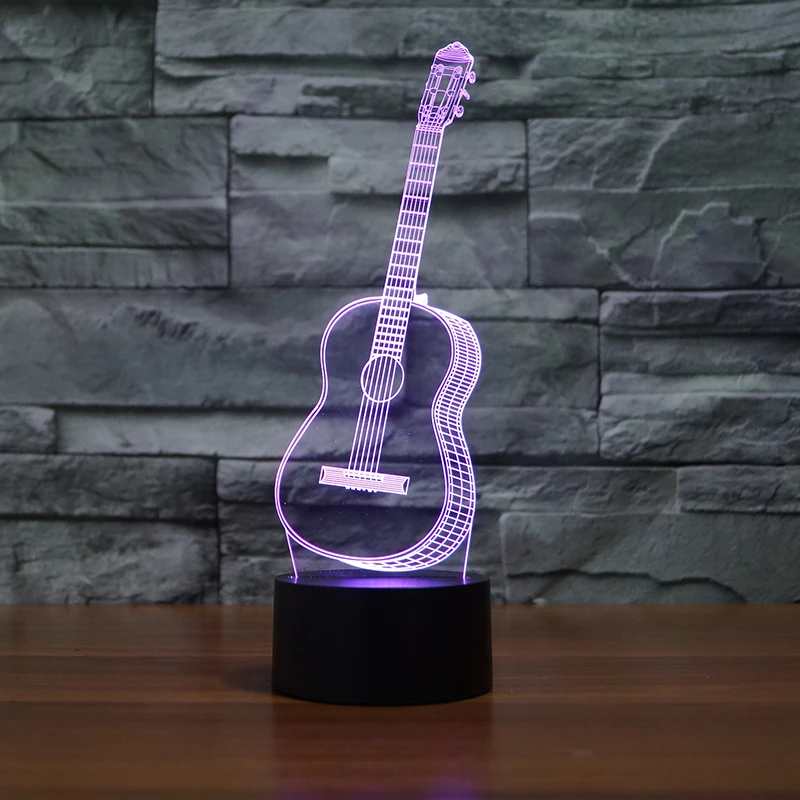 3D Оптическая иллюзия LED гитара ночник 7 цветов Изменение декор комнаты свет