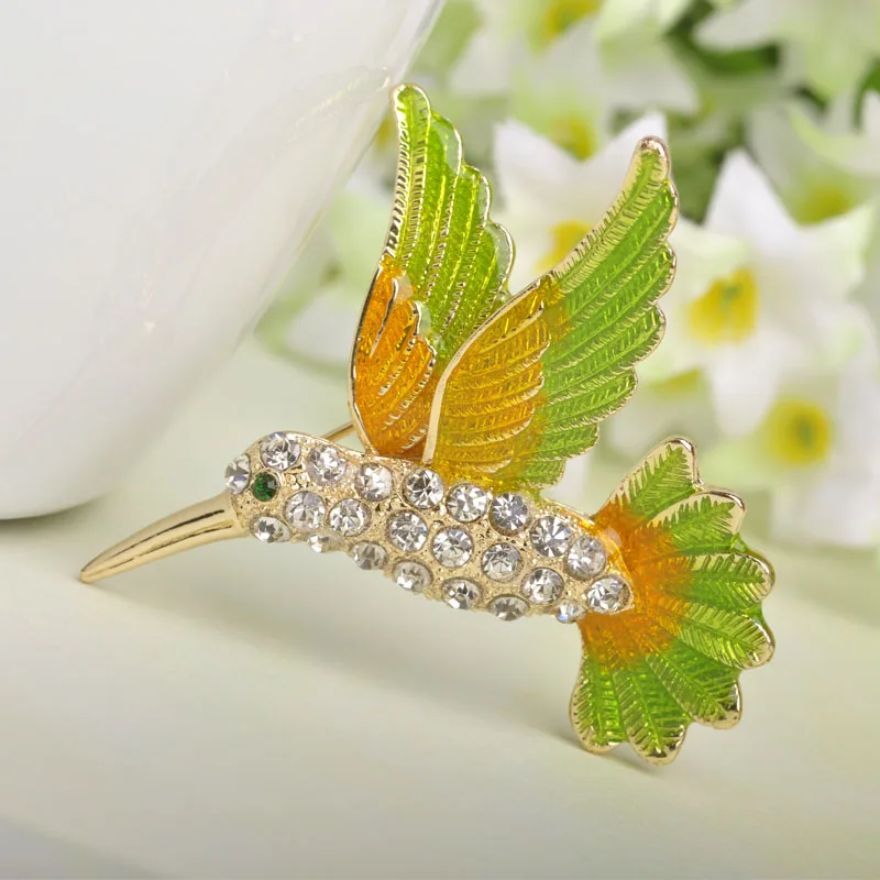 Маленькая зеленая брошь в виде птицы модная женская для вечеринки Ювелирное