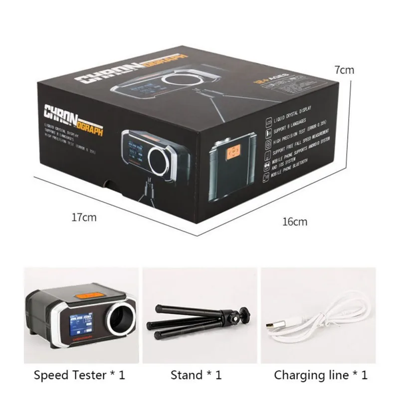 WST LCD Display Speedometer PP Bluetooth Synchronization Eight Language Speed Hunting Tactical Air Gun Tester | Спорт и развлечения