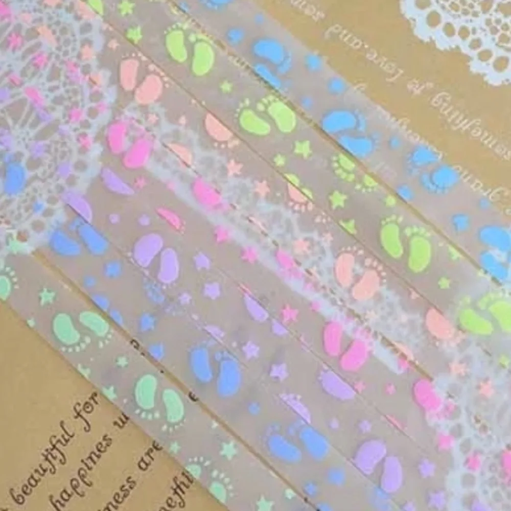 

(210 pieces/lot) MIX color Baby foot printing translucent handmade paper strips noctilucous for origami lucky star