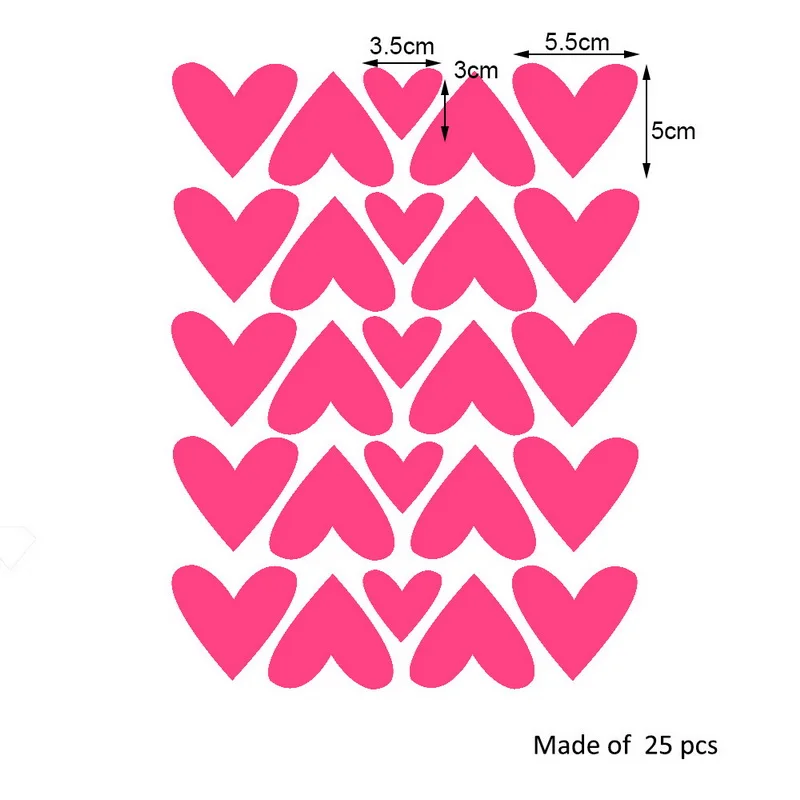 Dozzlor 25PCS/set Cartoon Love Heart Shaped Wall Sticker Children's Room Simple And Innovative Decorative Removable | Дом и сад