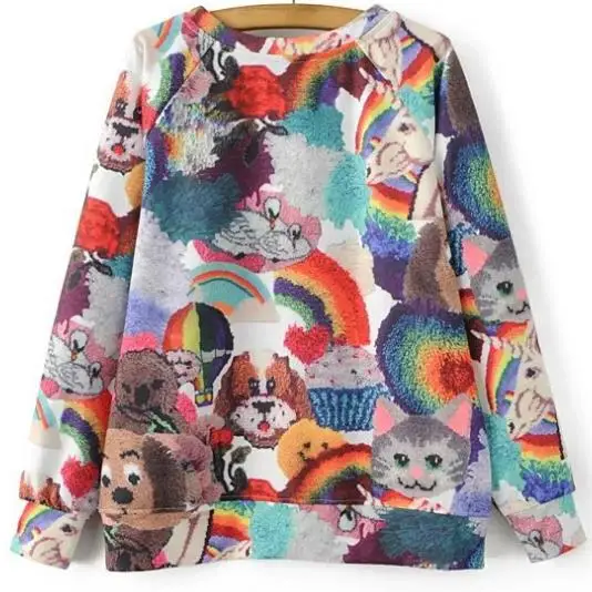 2018 Новое поступление Для женщин Sweatershirt О-образным вырезом Печать толстовки