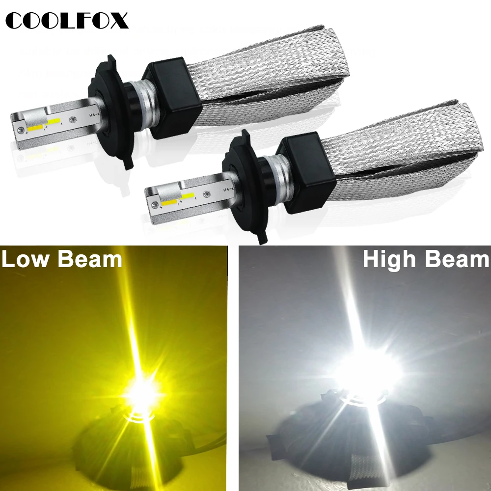 COOLFOX 12v Lampada Farol светодиодный H4 Лампа Luces Para Автомобильная фара лампа дальнего