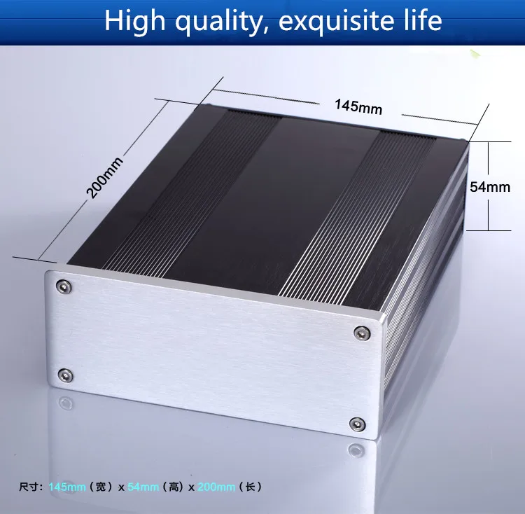 Размер корпуса: 145*54*200 мм алюминиевое шасси усилителя ЦАП HIFI рама для трубки