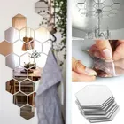7 шт.компл. шестигранные зеркальные наклейки на стену 3D акриловые зеркальные декоративные наклейки водонепроницаемые домашний декор для спальни