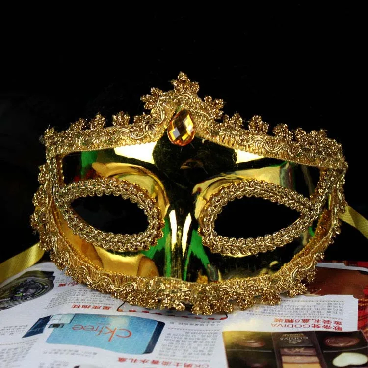 New High-end Drilling Wai Lace Eye Liner Gold and Silver Mask Children's Performance Props Party Toys Movie Theme Supply | Дом и сад