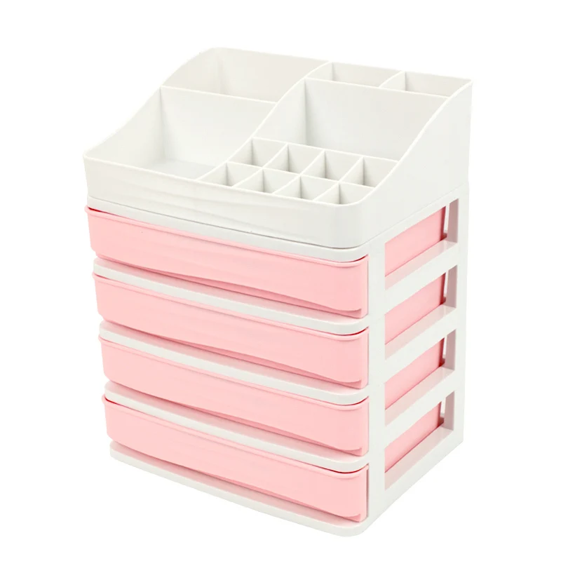 pink 4 layer drawer Пластиковый ювелирный Гель-лак для ногтей коробка-органайзер ящик для косметики Настольный Sundry органайзеры косметический ящик для хранения - Цвет: pink 4 layer drawer