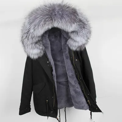 1 OFTBUY, парка, зимняя куртка, Женское пальто с натуральным мехом, большой воротник из натурального меха енота, парки, теплое плотное зимнее пальто, женская верхняя одежда - Цвет: 1
