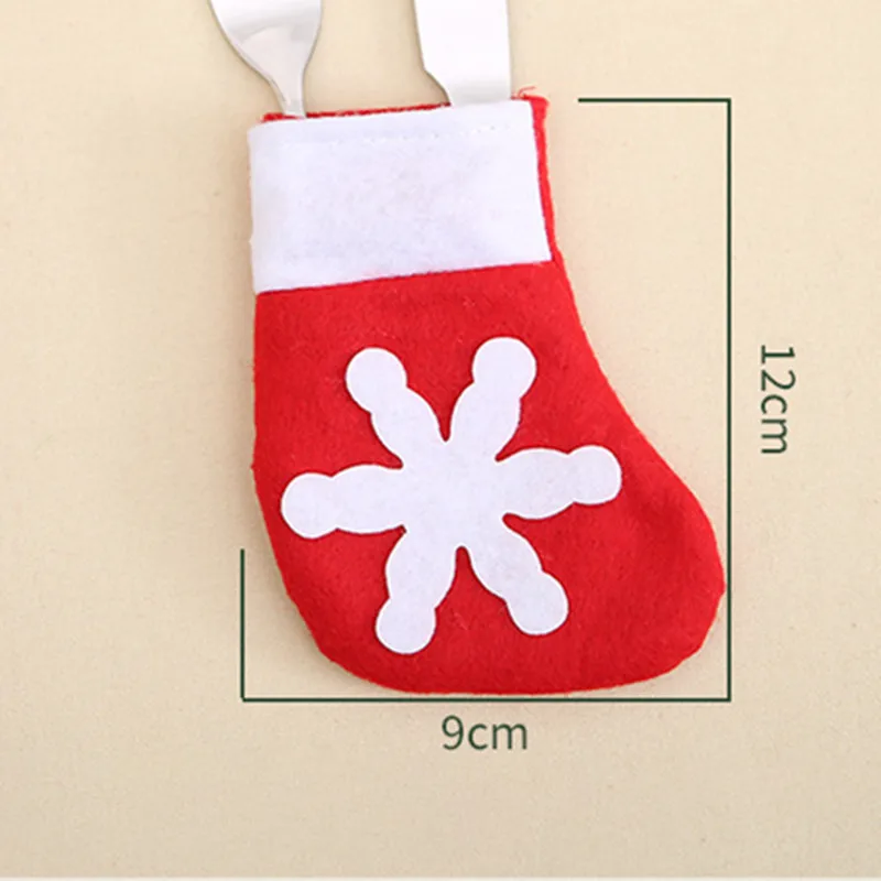 4pcs Mini Noel Snowflake Socks Storage Tool Knife Fork Tableware Bags Christmas Tree Decorations for Home Natal New Year Gifts | Дом и сад